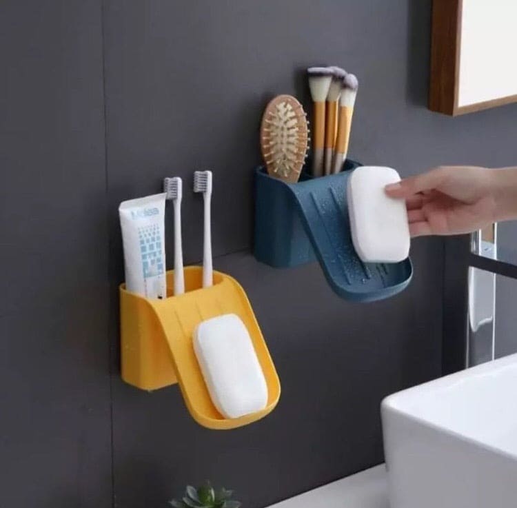 Multifunctional Soap Holder, Self adhesive Holder With Base Suction Cup, Slide Soap Holder Multifunctional Soap Holder, Self adhesive Holder With Base Suction Cup, Slide Soap Holder